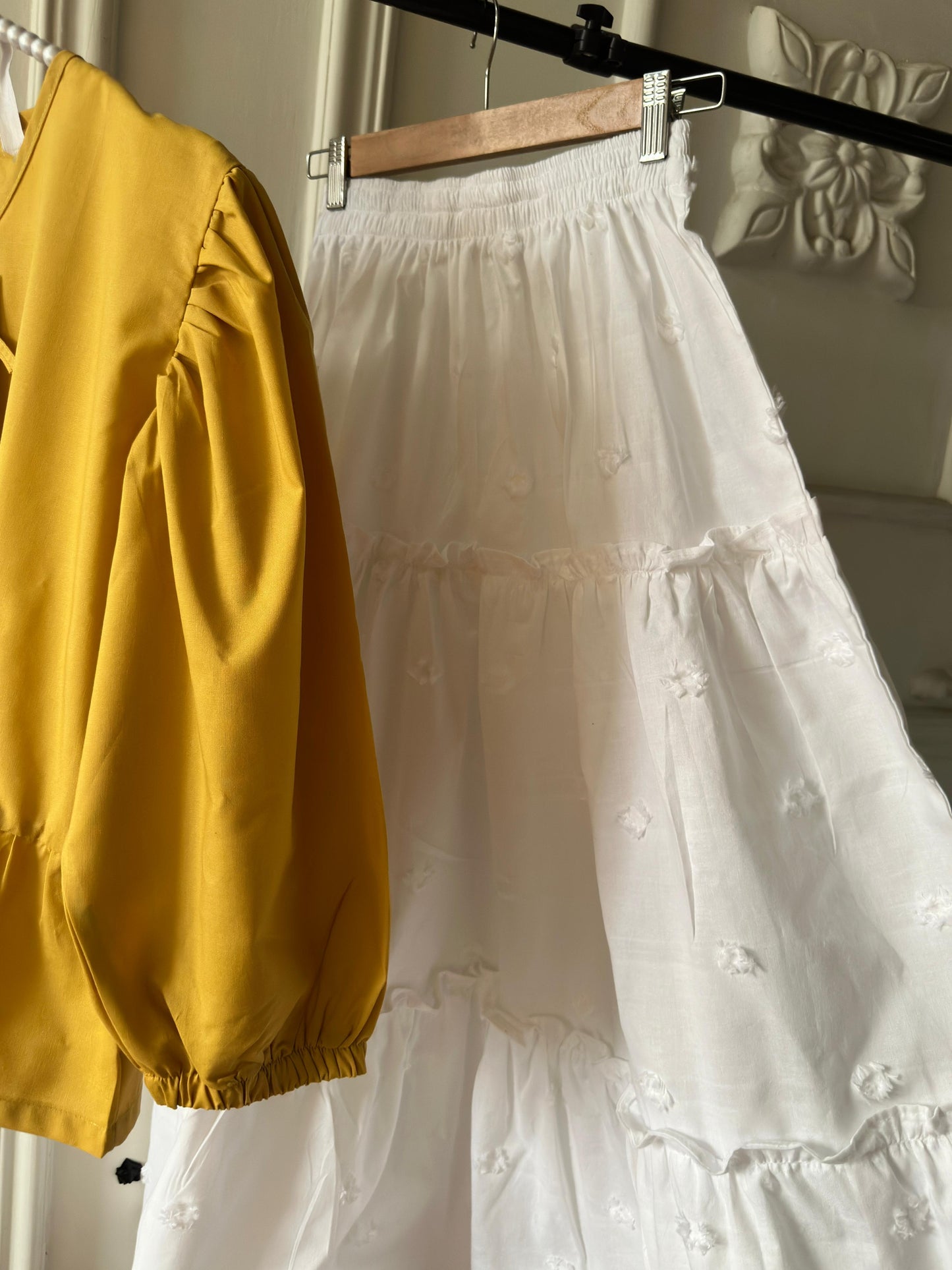 Mustard Top White 3 Tiered Skirt