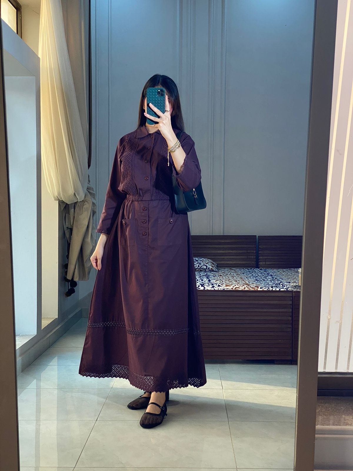 Eggplant Laced Shirt & Skirt Set