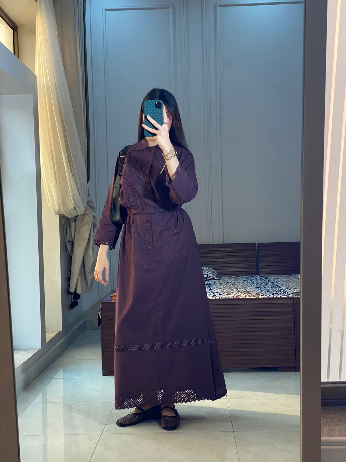 Eggplant Laced Shirt & Skirt Set