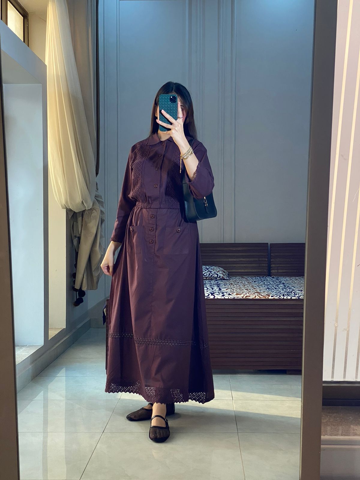 Eggplant Laced Shirt & Skirt Set