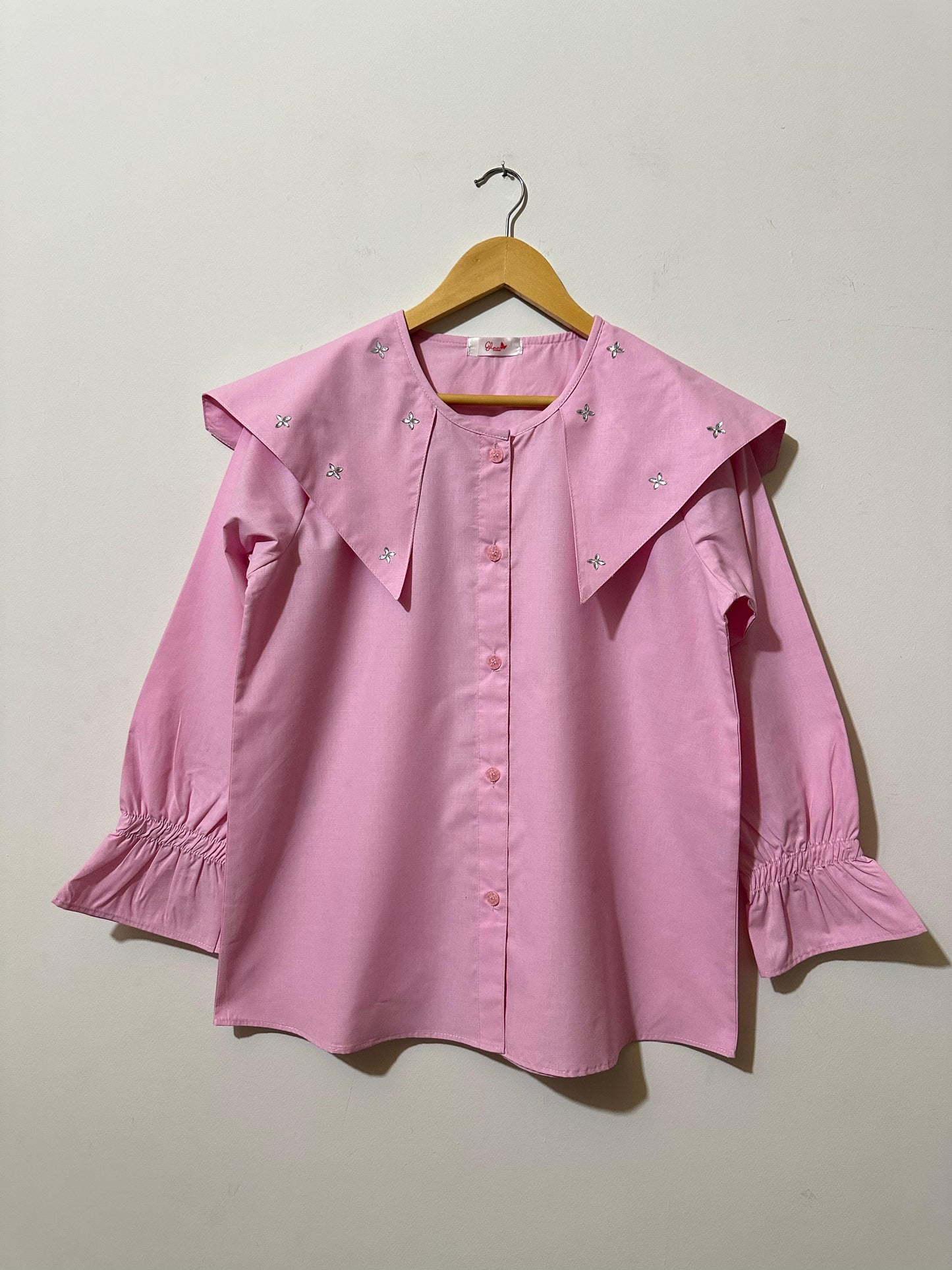 Pink Top with Ruffled Cuffs