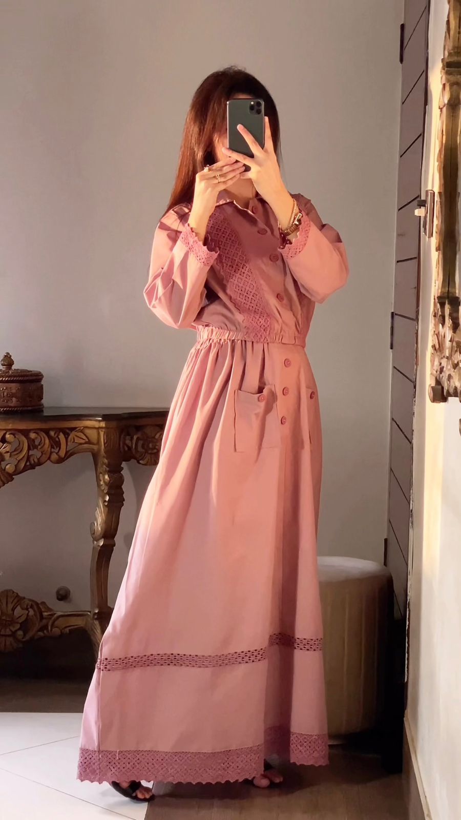 Rose Charm Lace Shirt & Skirt Set