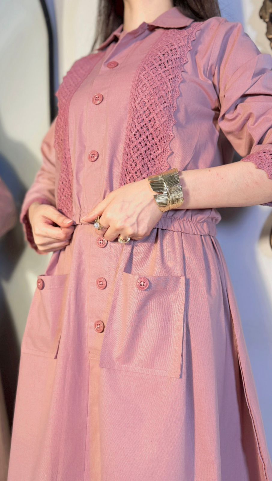 Rose Charm Lace Shirt & Skirt Set