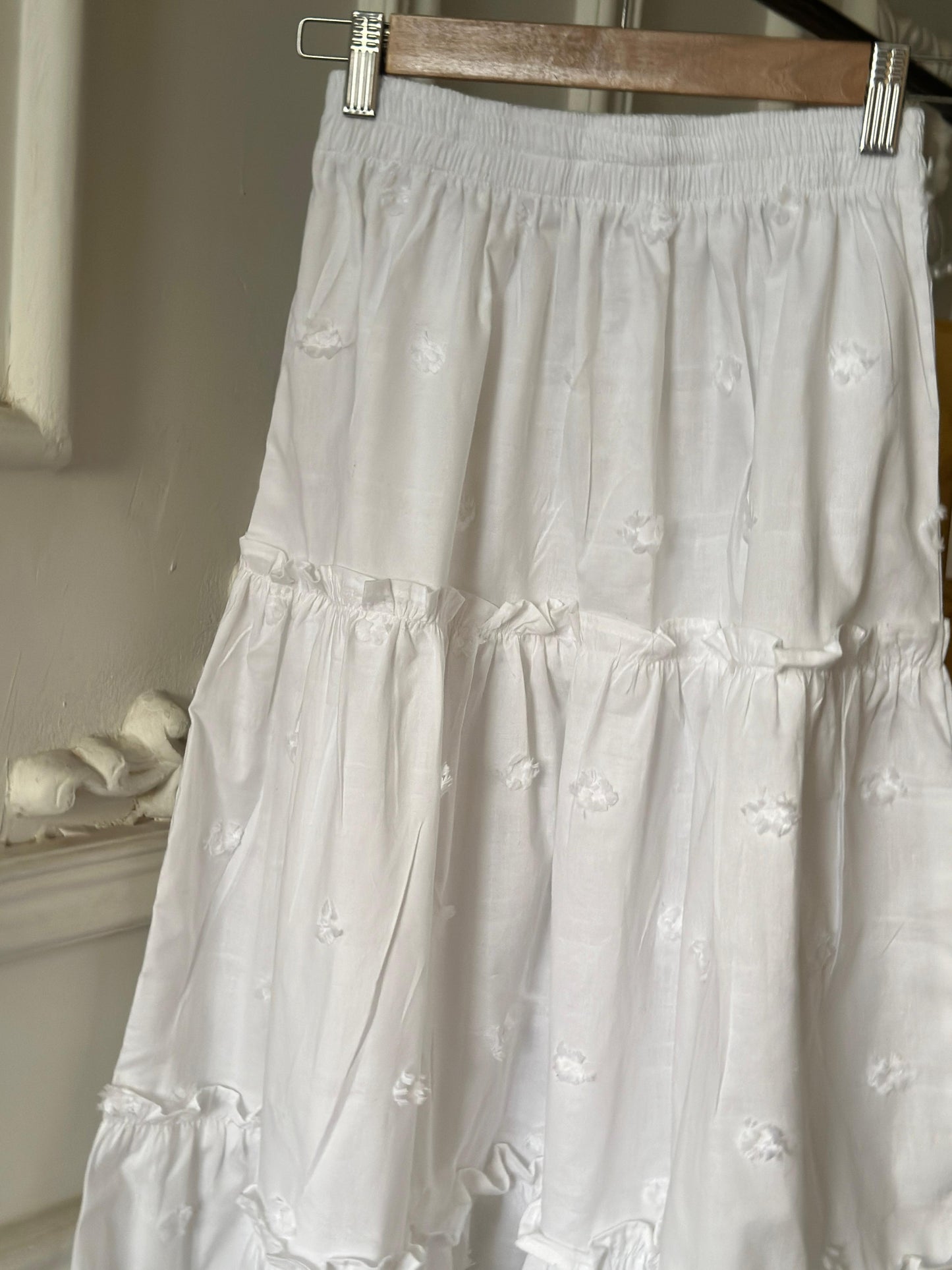 Summer Baby Pink Ruffled Top & White Tiered Skirt