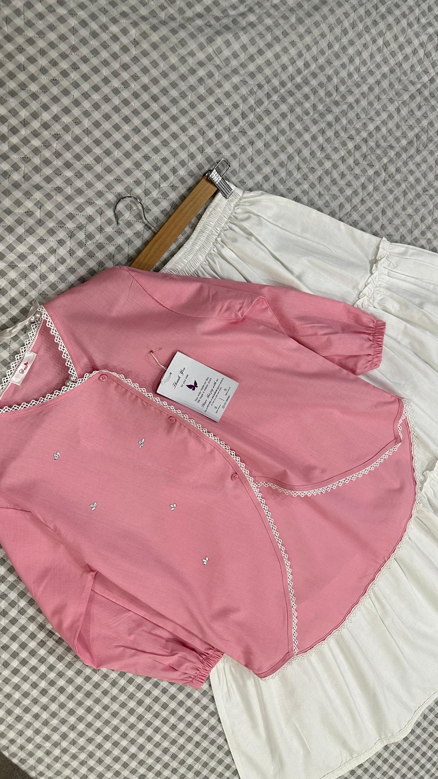 Summer Pink Tulip Top & White Skirt