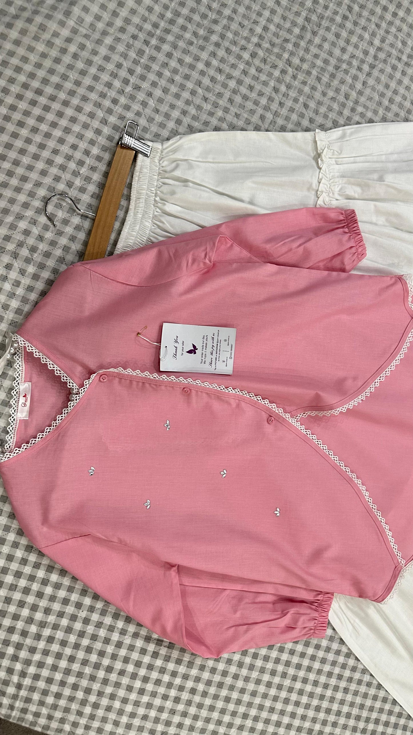 Summer Pink Tulip Top & White Skirt