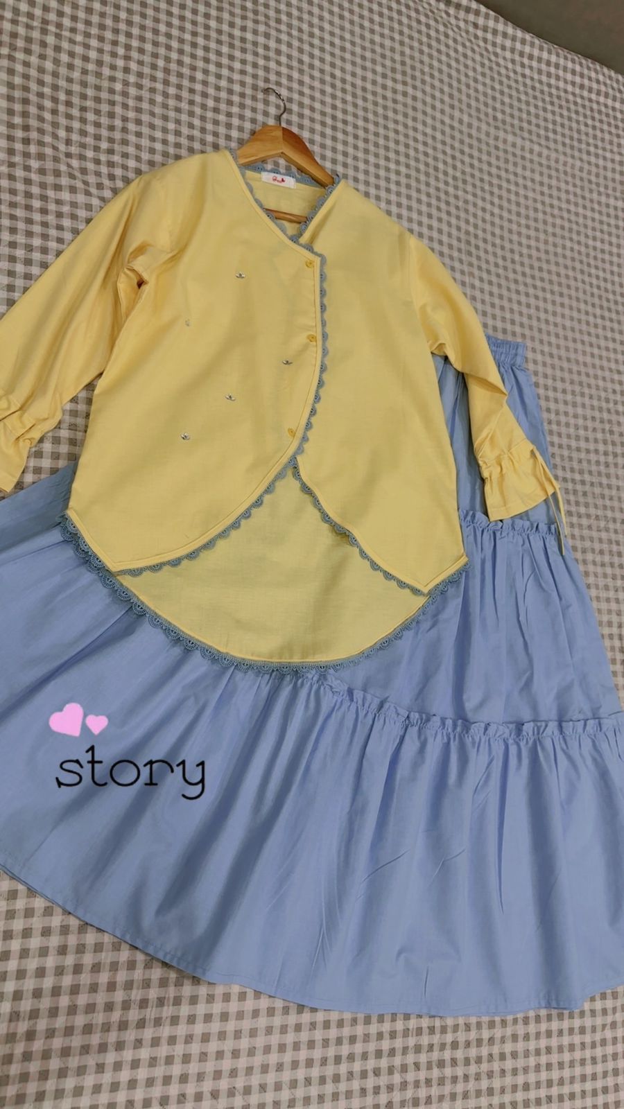 Summer Butter Yellow Tulip Top & Sky Skirt