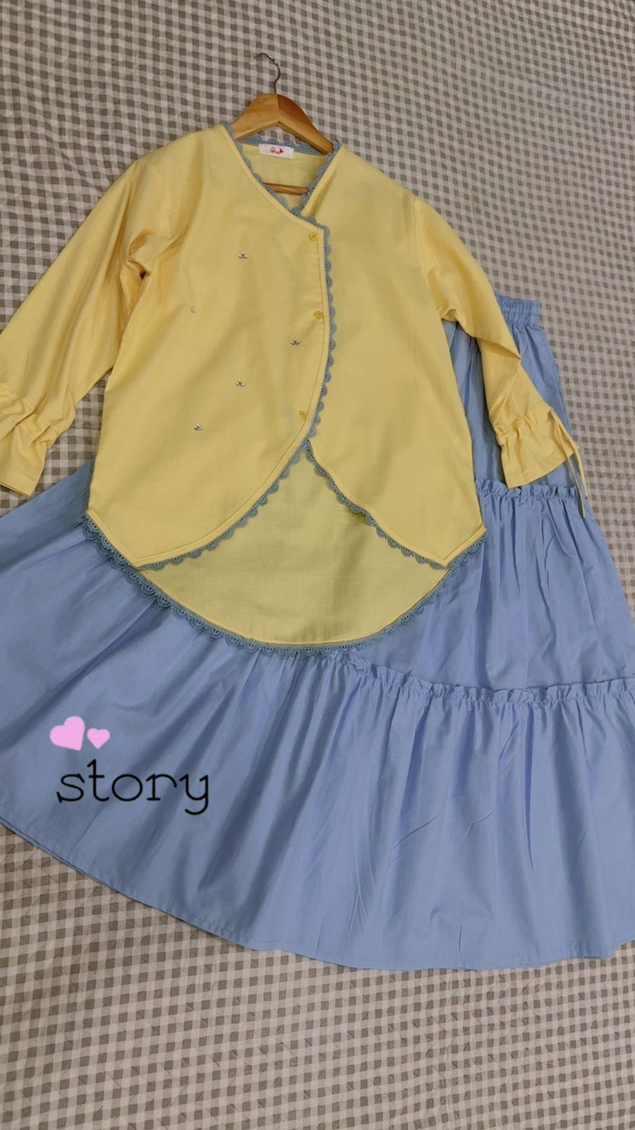 Summer Butter Yellow Tulip Top & Sky Skirt