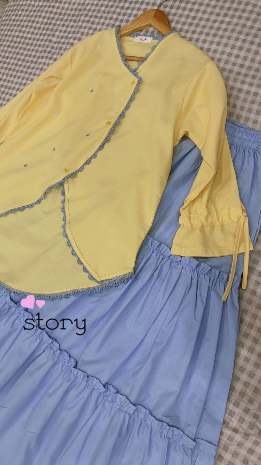 Summer Butter Yellow Tulip Top & Sky Skirt