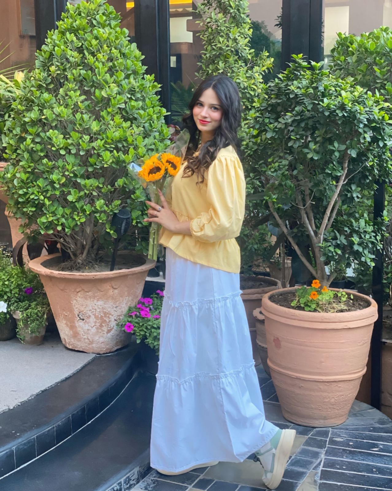 Butter Yellow Mini Bow Top With White Skirt