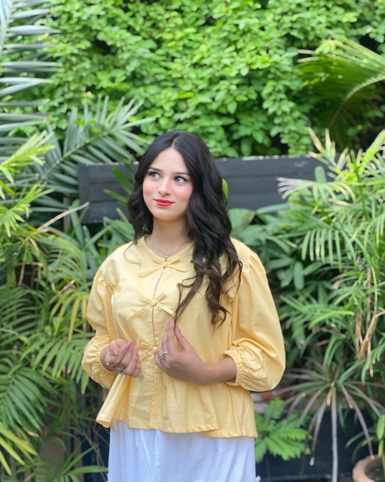 Butter Yellow Mini Bow Top With White Skirt