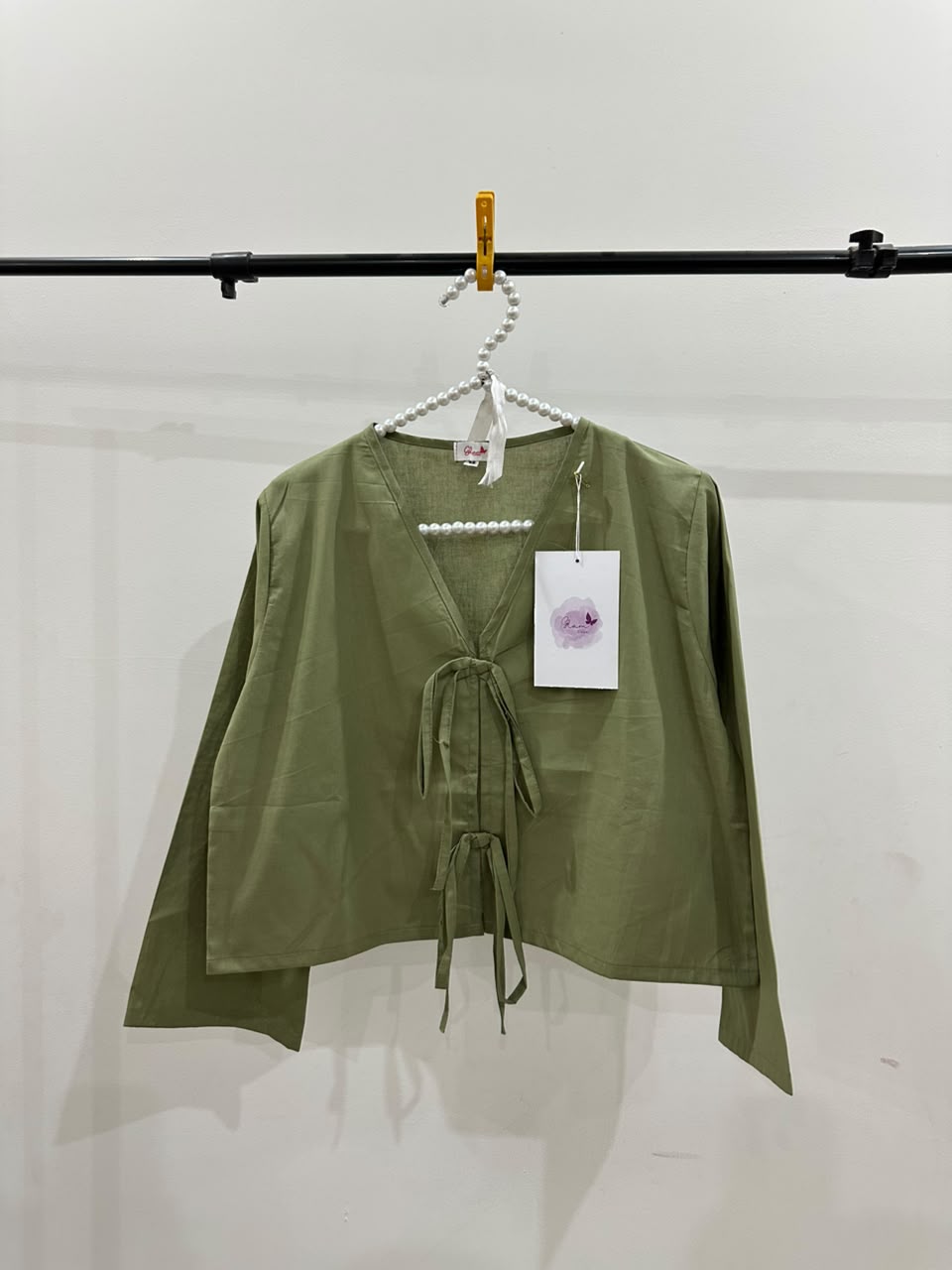 Summer Olive V-Neck Top & Black Tiered Skirt