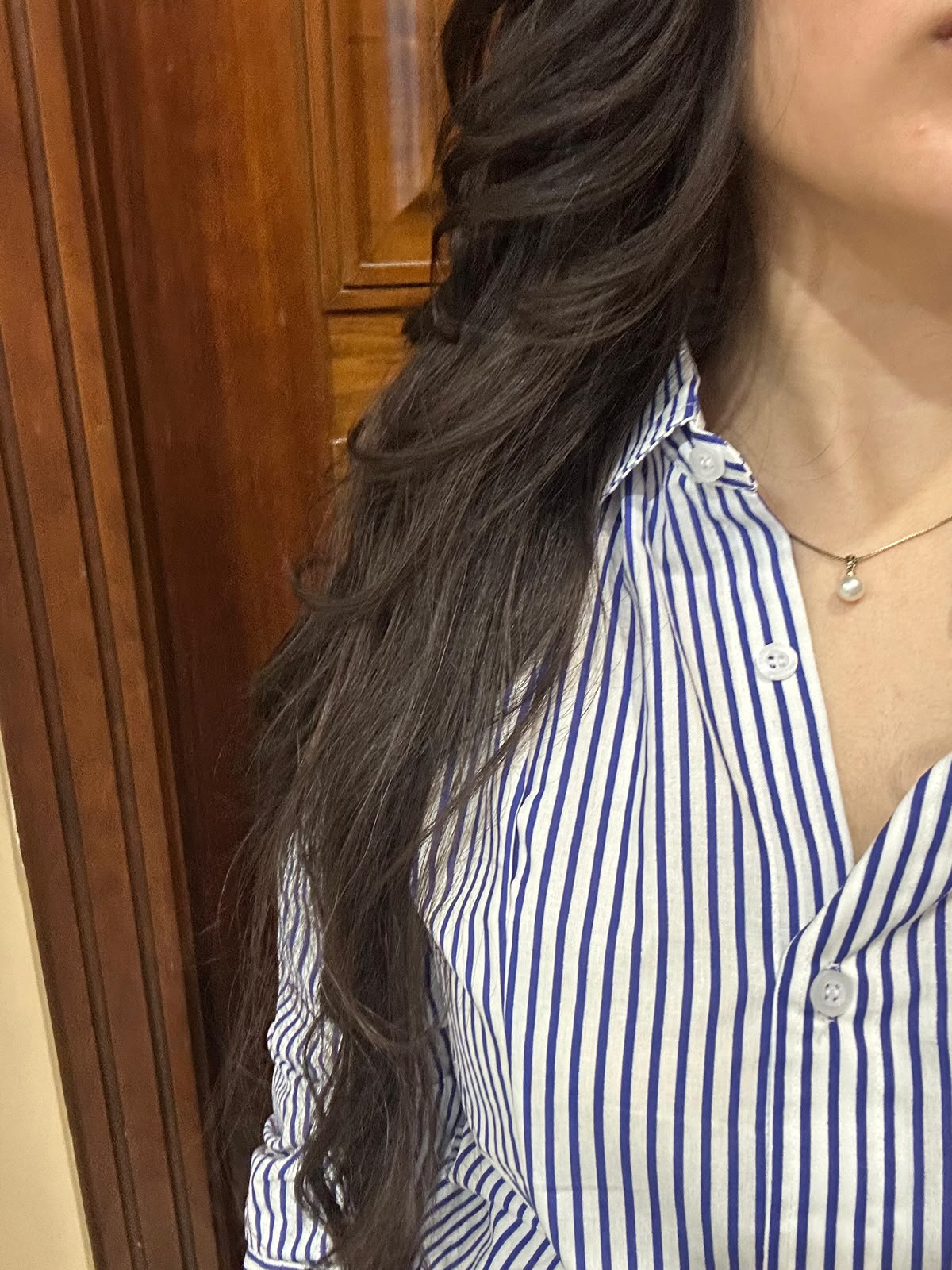 Blue Corset Lining Shirt & White Tired Skirt