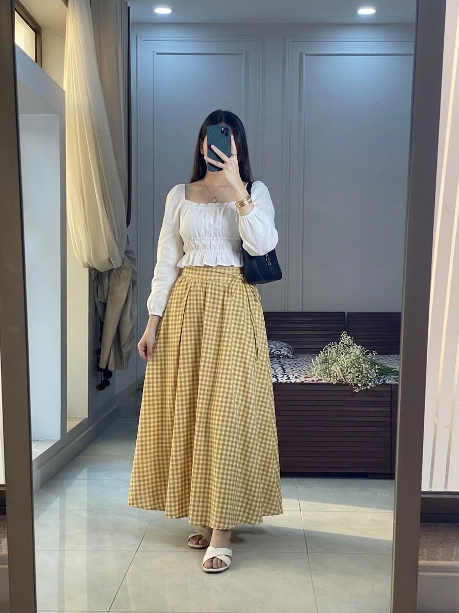 The Sunshine Ghingam Skirt Set