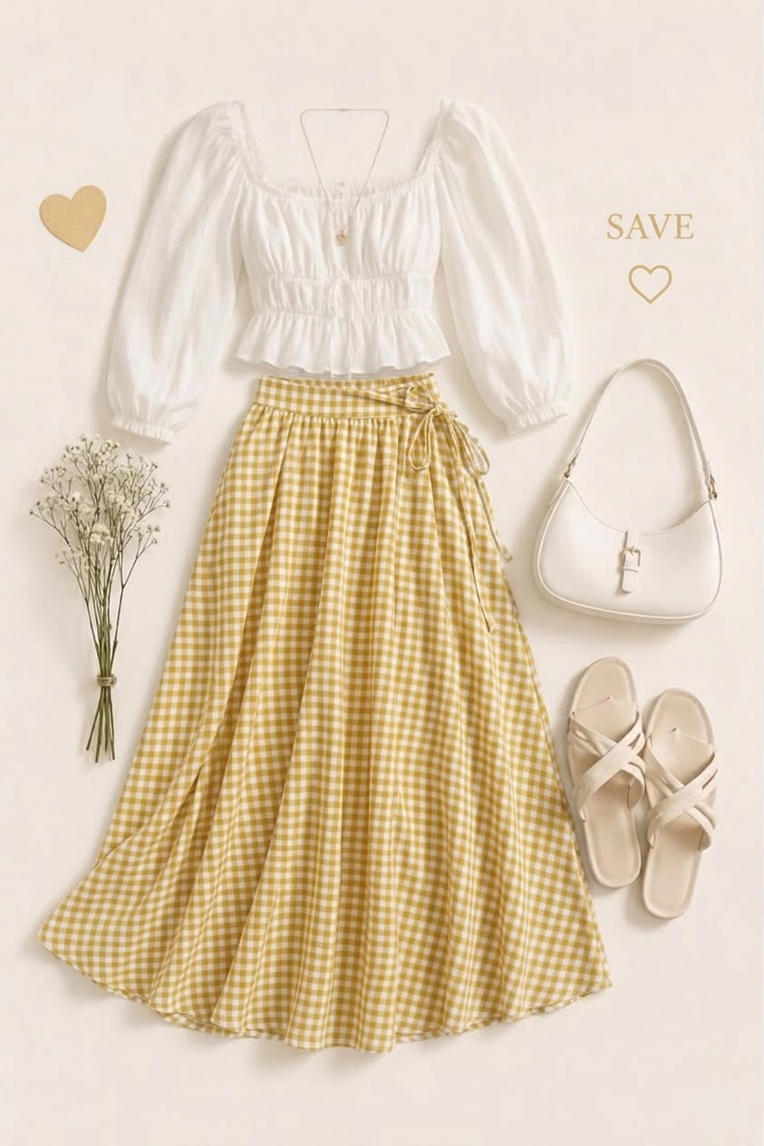 The Sunshine Ghingam Skirt Set