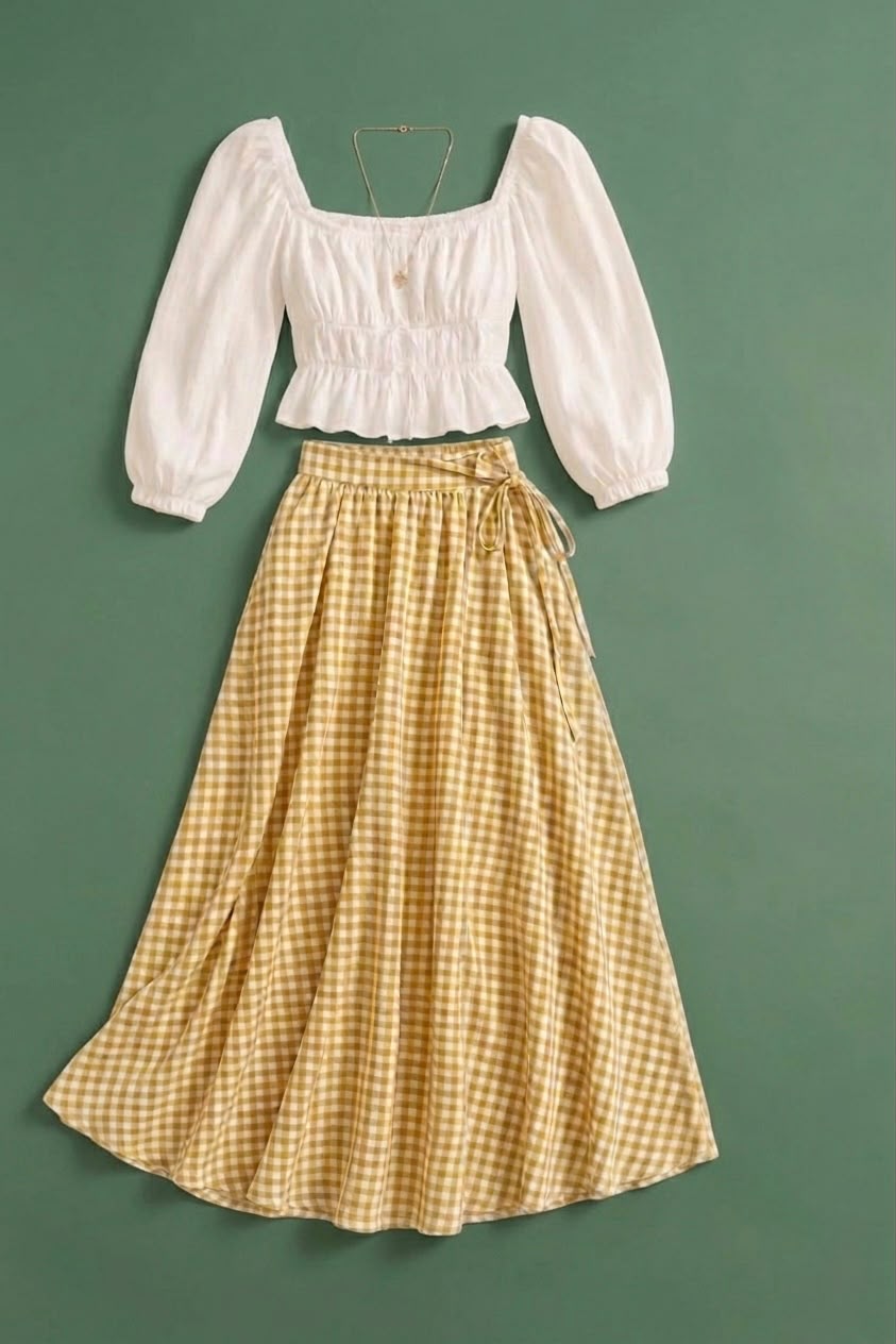 The Sunshine Ghingam Skirt Set