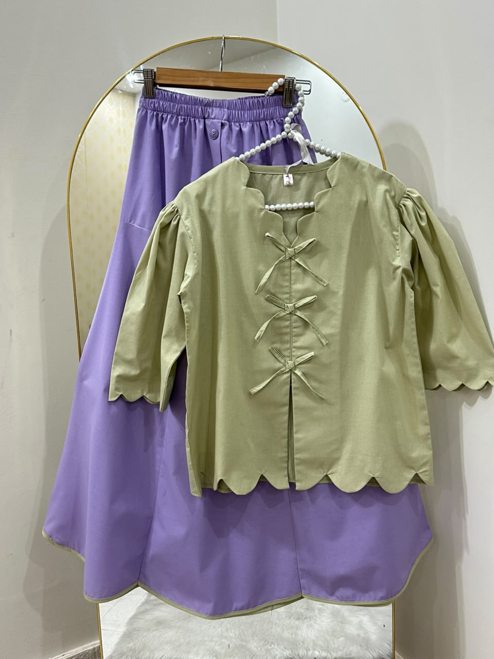 The Matcha And Lilac Skirt Set