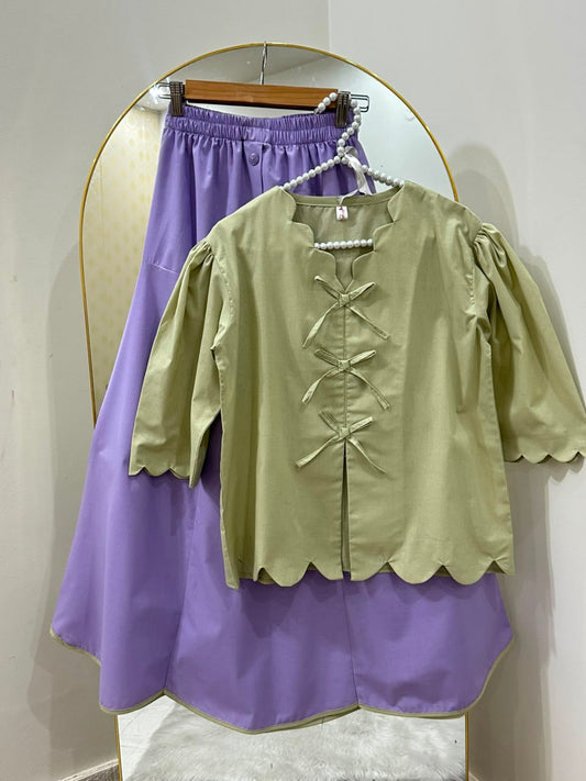 The Matcha And Lilac Skirt Set