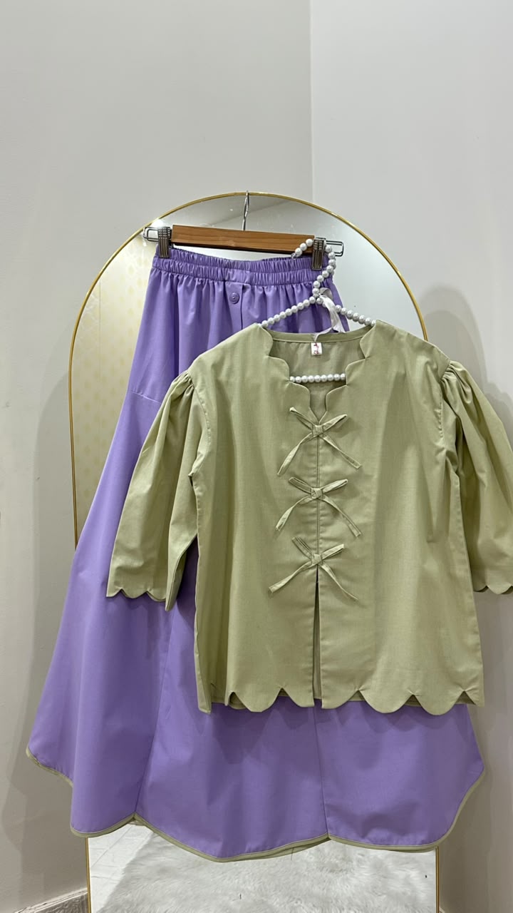 The Matcha And Lilac Skirt Set