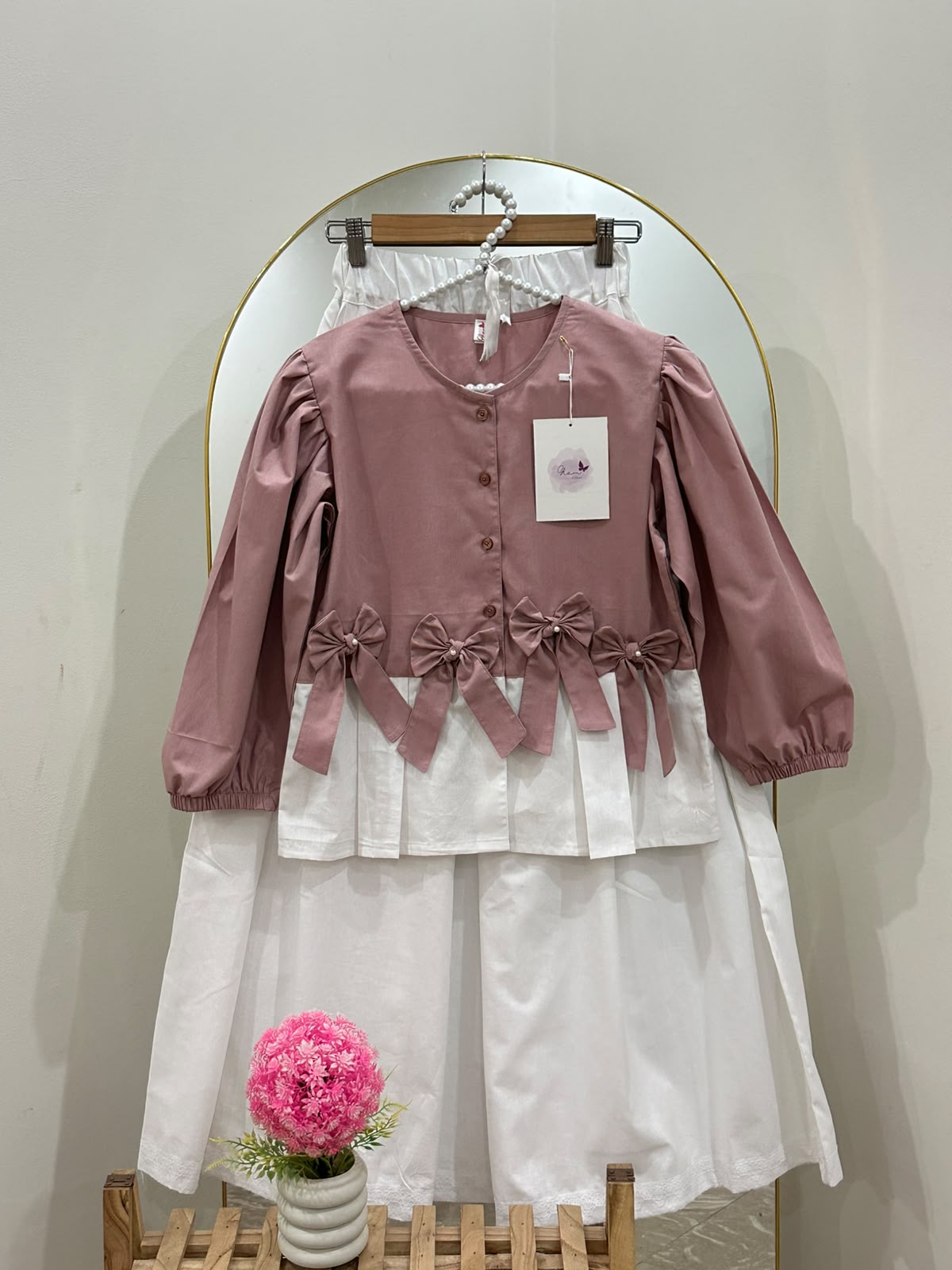 Mia Bow Top & Skirt Set