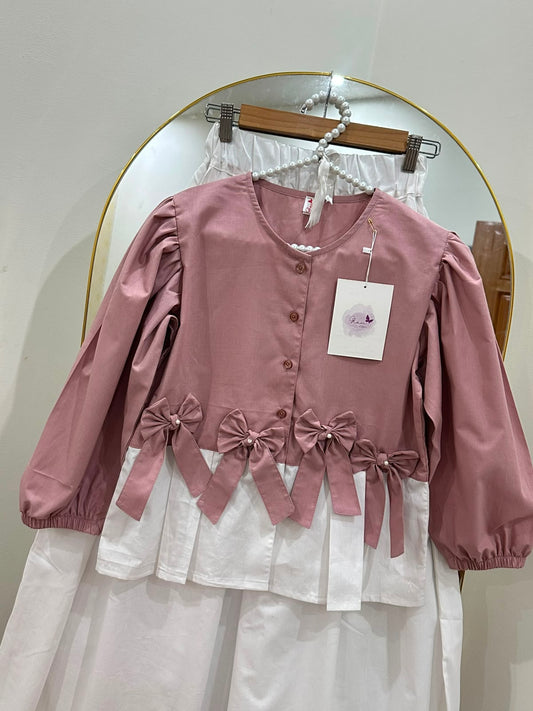 Mia Bow Top & Skirt Set