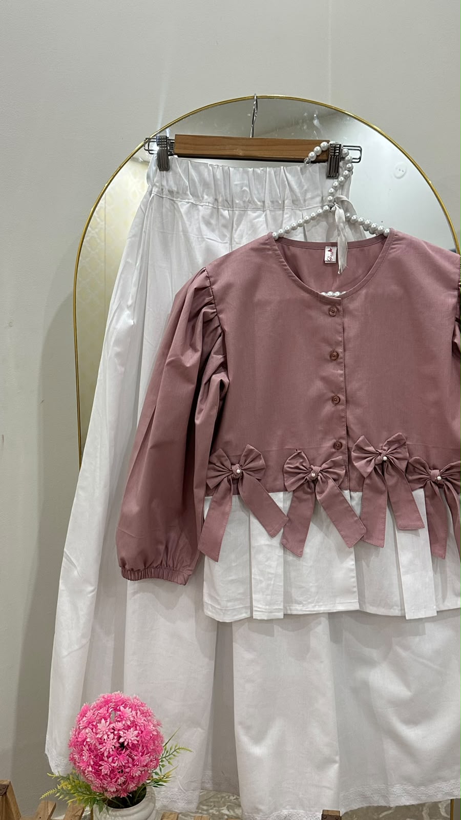 Mia Bow Top & Skirt Set