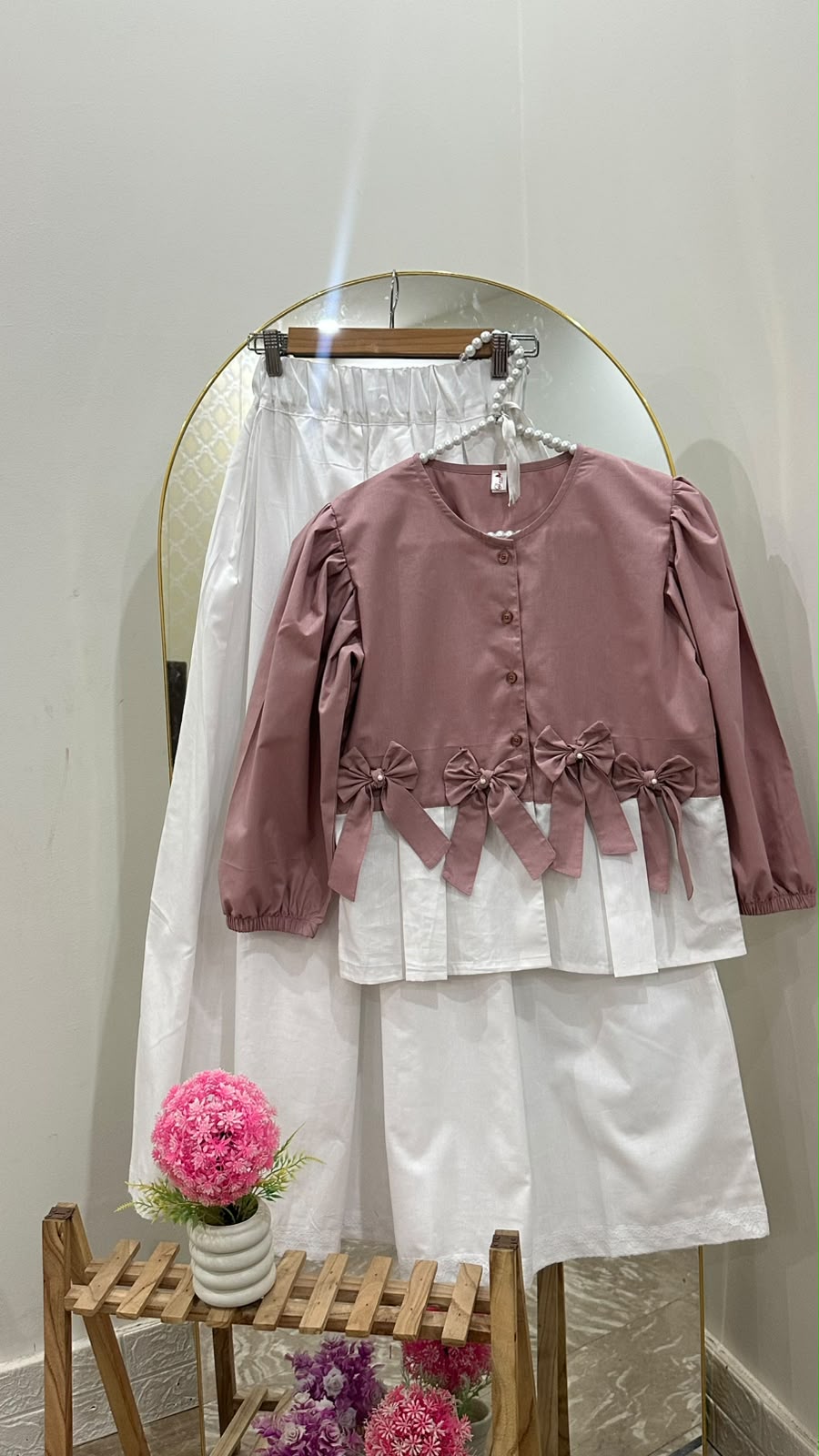Mia Bow Top & Skirt Set