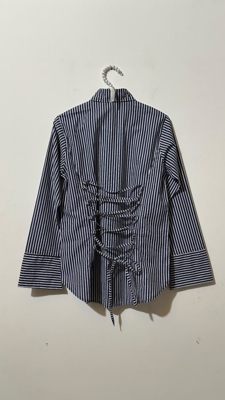 Navy Blue Corset Lining Shirt