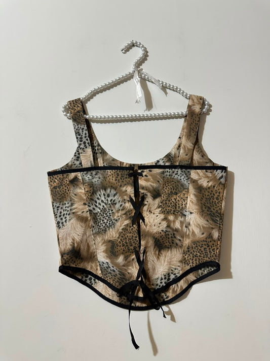 The Leopard Ribbon Corset Top
